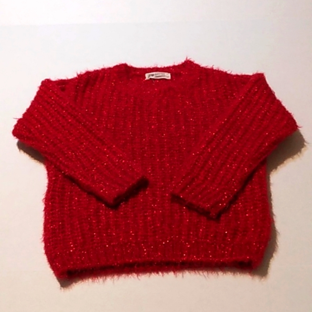 Girls H&M Red Sparkly Knitted Jumper/Sweater Size 4-6y. Gently worn